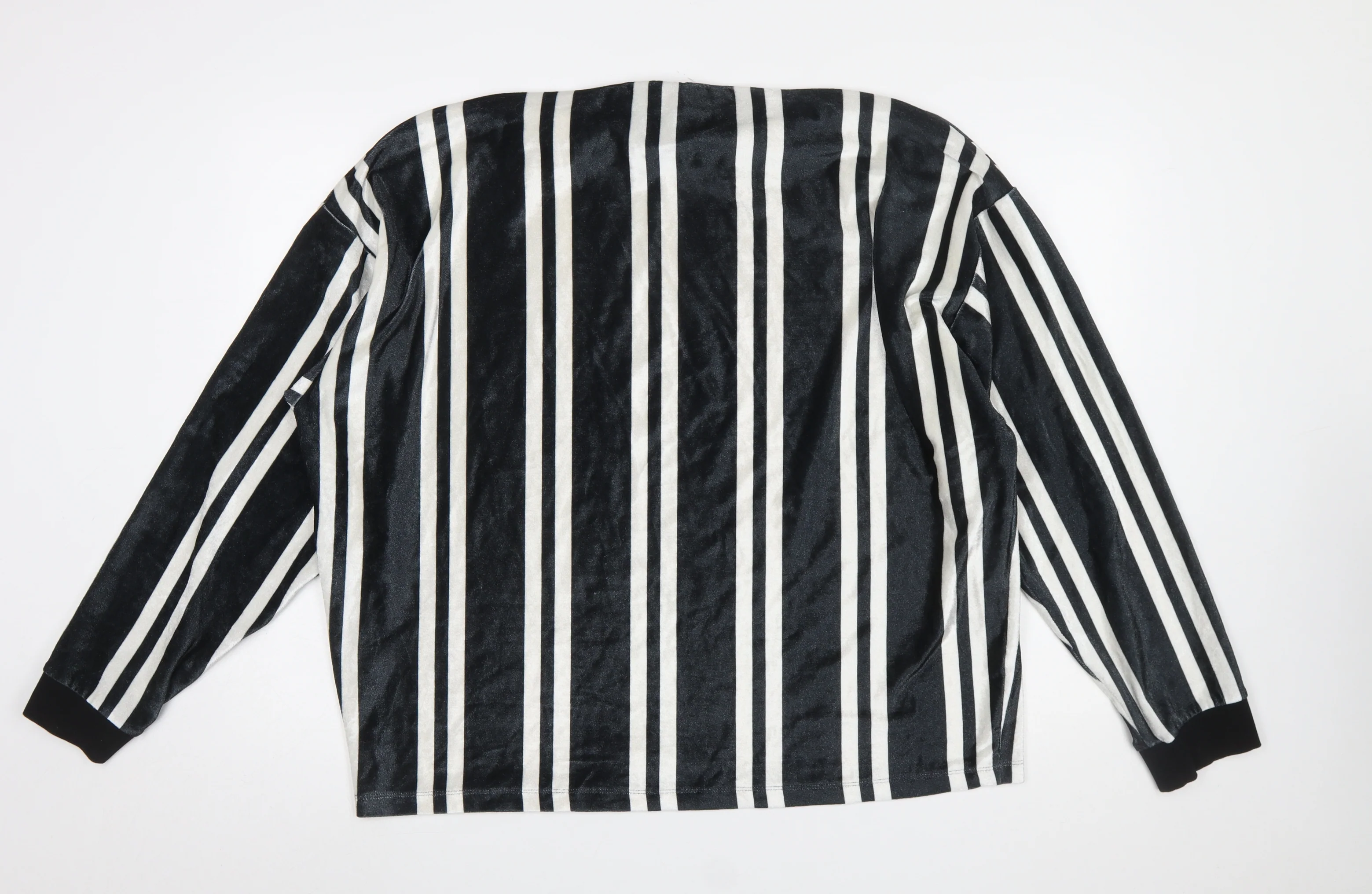 ASOS Women’s Black Striped Long Sleeve Velvet T-Shirt Size L - Image 3