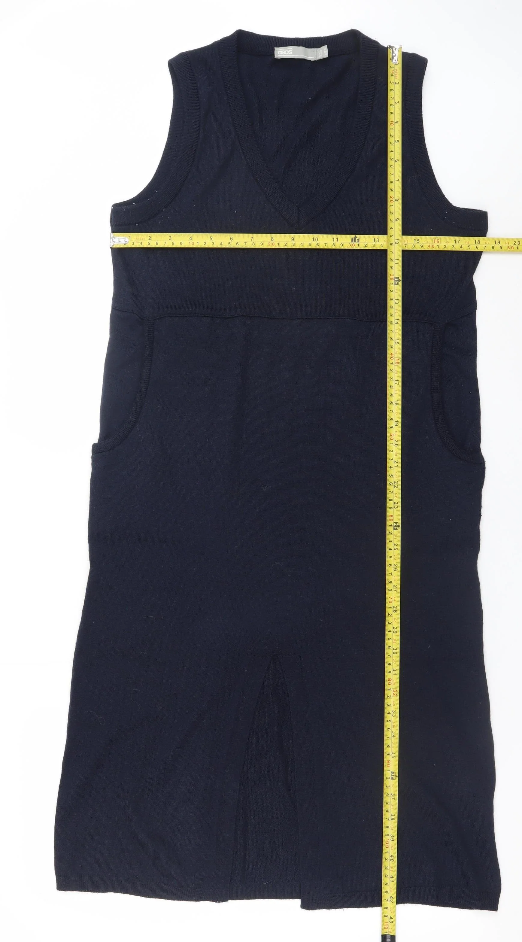 ASOS Women’s Black V-Neck Acrylic Knit Jumper Dress Size 10 - Image 2