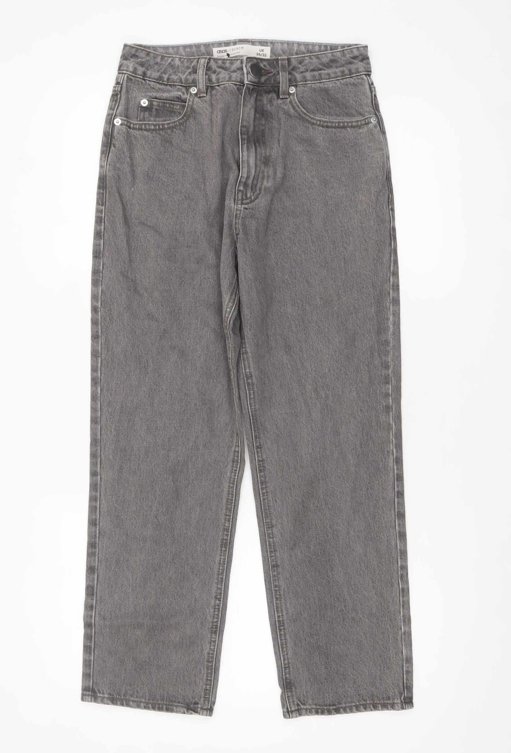 ASOS Women’s Grey Straight Leg High Rise Denim Jeans Size 8