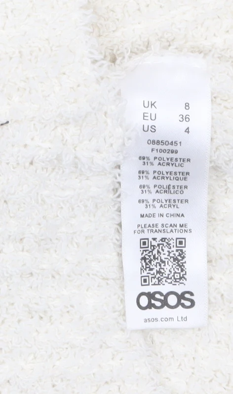 ASOS Women’s Ivory Cropped Knit Tank Top UK 8 - Image 4