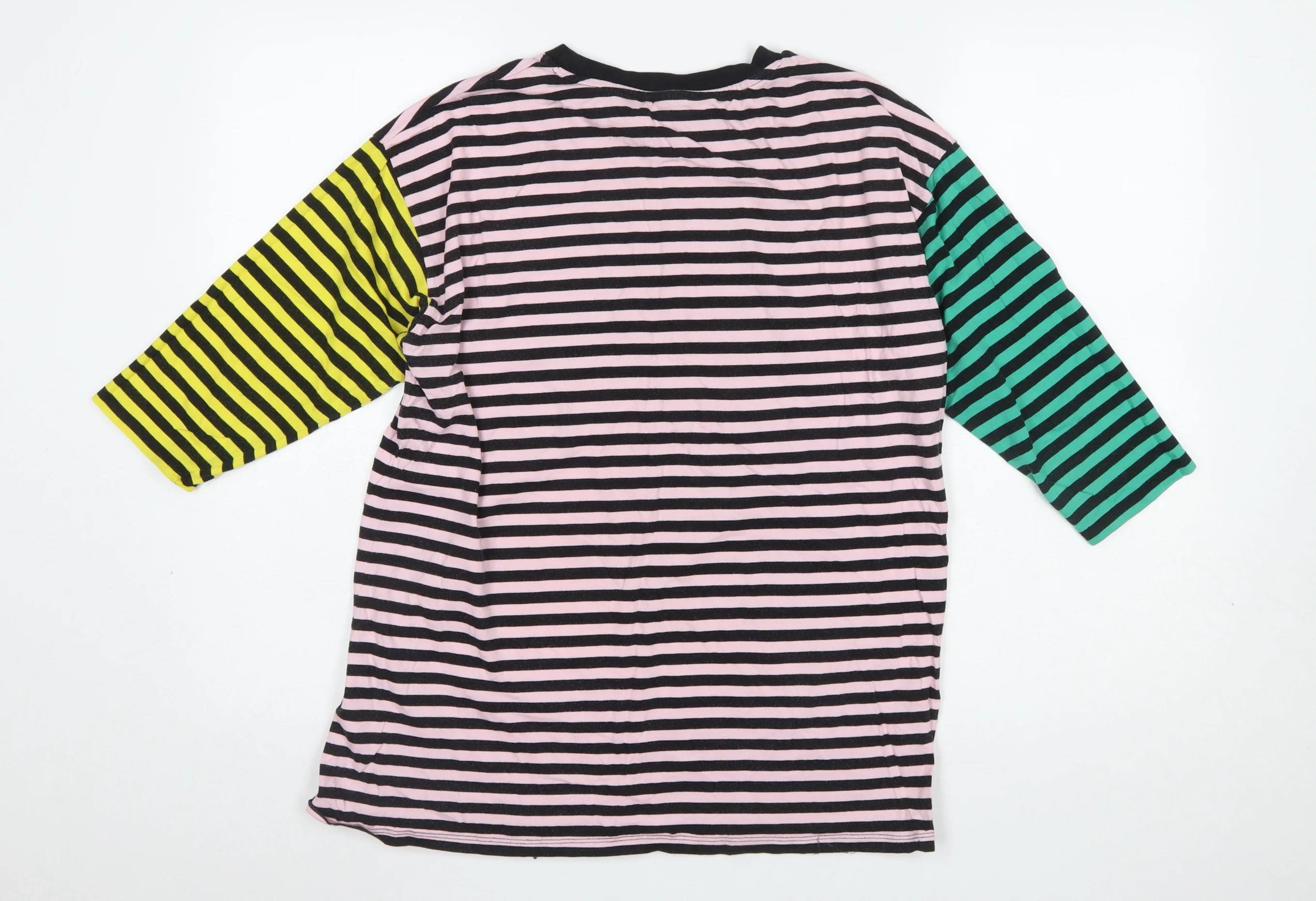 ASOS Women’s Multicoloured Striped 3/4 Sleeve Cotton T-Shirt UK 8 - Image 3