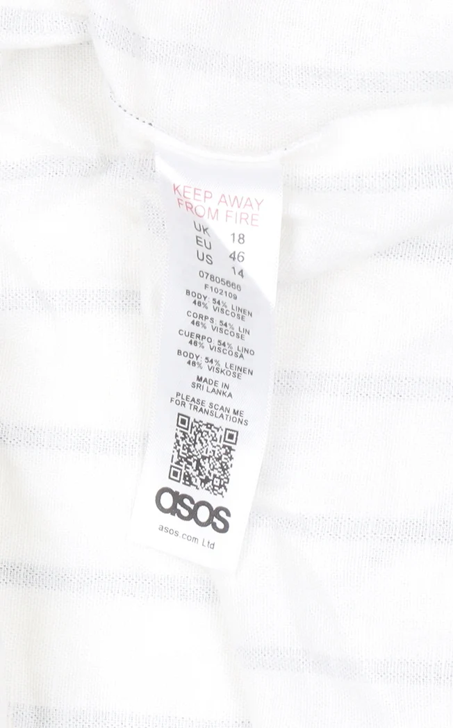 ASOS Women’s White Striped Linen Wrap Midi Skirt Size 18 - Image 4