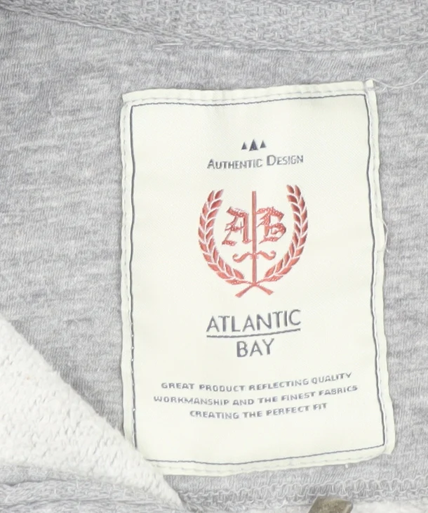 Atlantic Bay Men’s Grey 1/4 Zip Pullover Sweatshirt L - Image 4