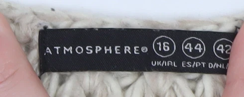 Atmosphere Women Beige Open Knit Long Sleeve Pullover Jumper Size 16 - Image 4