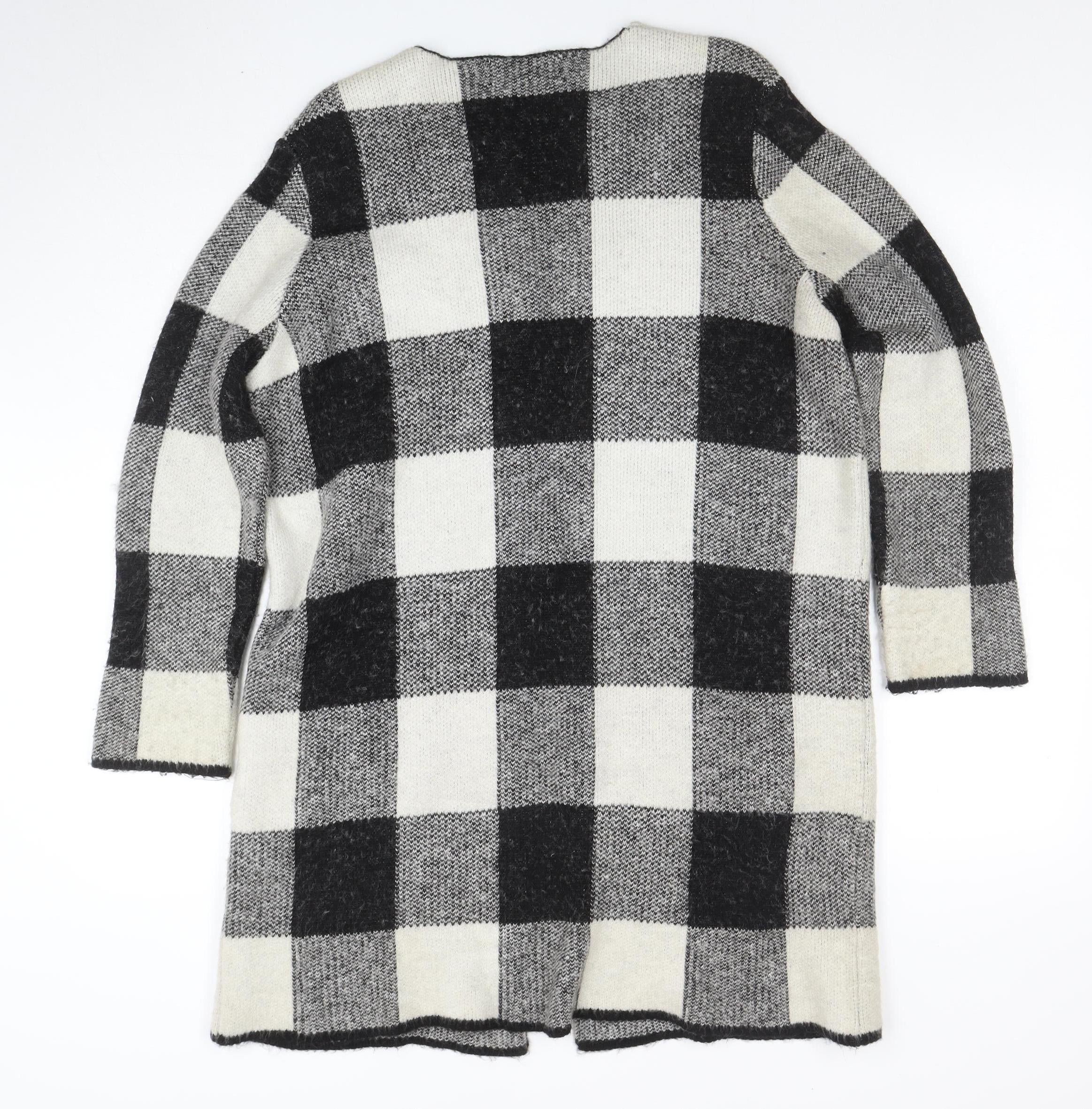 Atmosphere Women Black Check Longline Cardigan Size 10/12 - Image 3