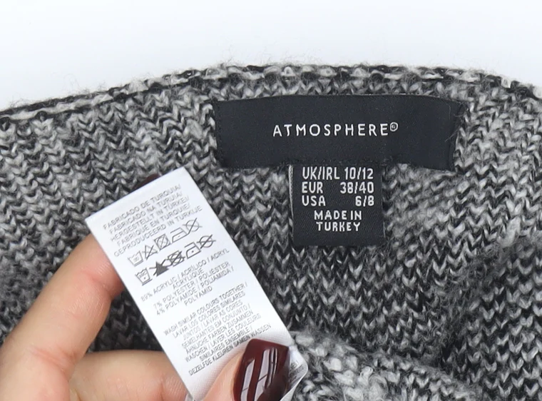 Atmosphere Women Black Check Longline Cardigan Size 10/12 - Image 4