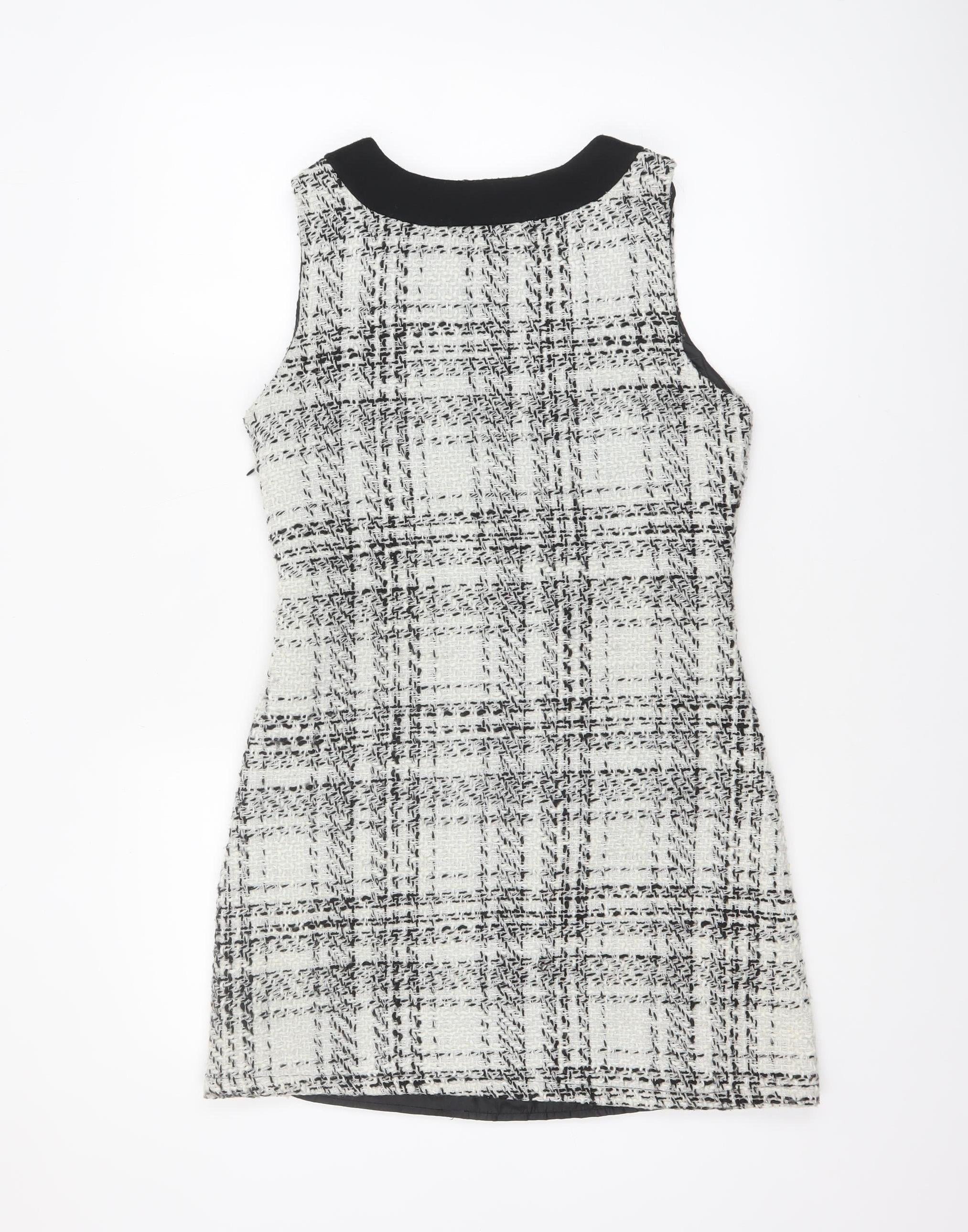Atmosphere Women Black White Tweed Check Sleeveless Shift Dress Size 10 - Image 3