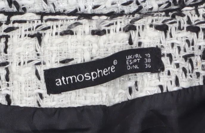 Atmosphere Women Black White Tweed Check Sleeveless Shift Dress Size 10 - Image 5