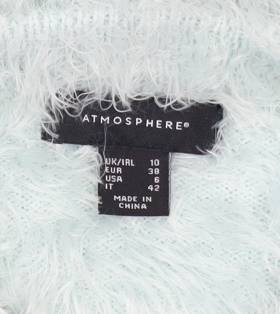 Atmosphere Women Blue Cropped Fluffy Knit T-Shirt Size 10 - Image 4