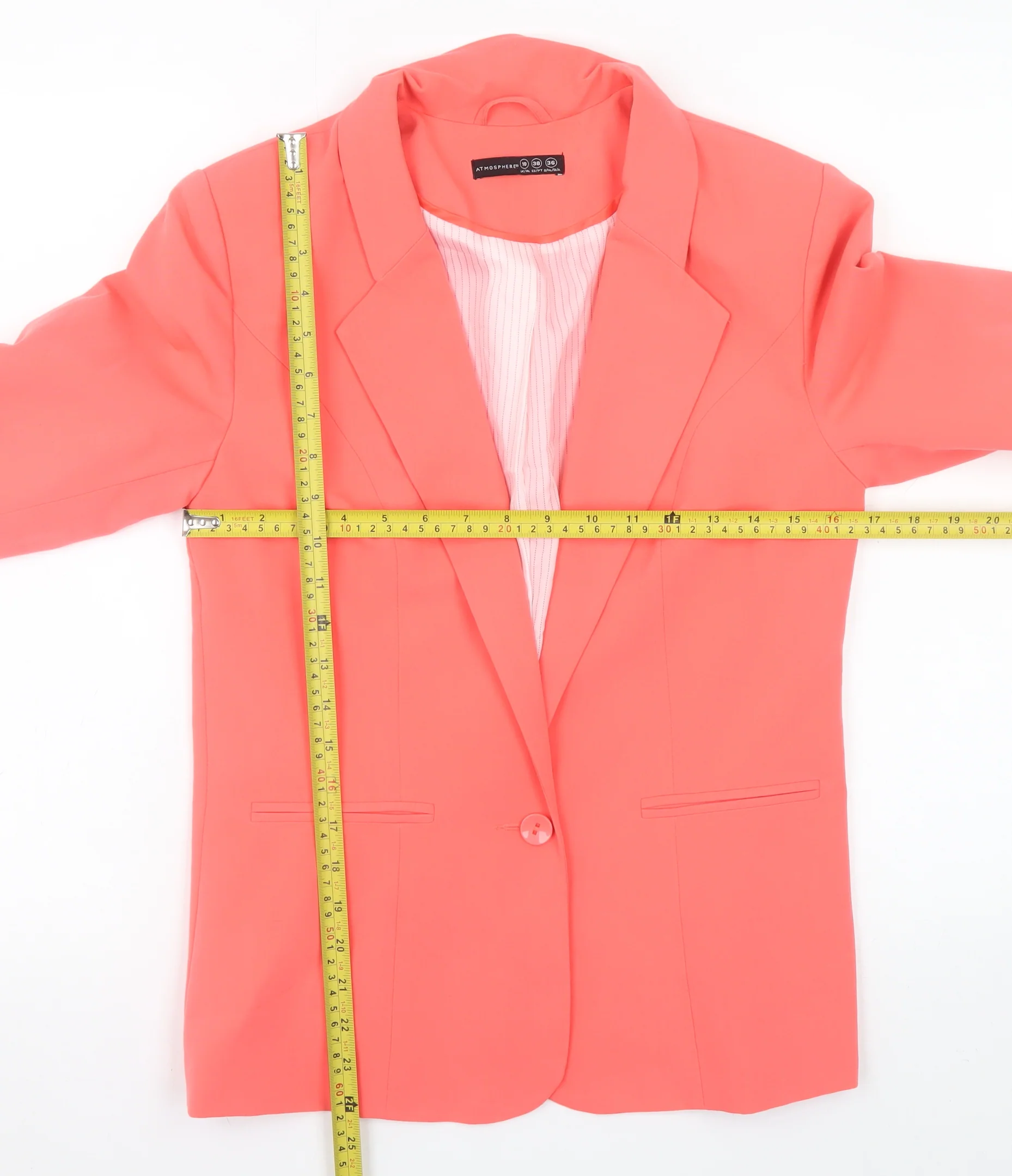 Atmosphere Women Coral Orange Blazer Jacket Size 10 Single-Breasted - Image 2