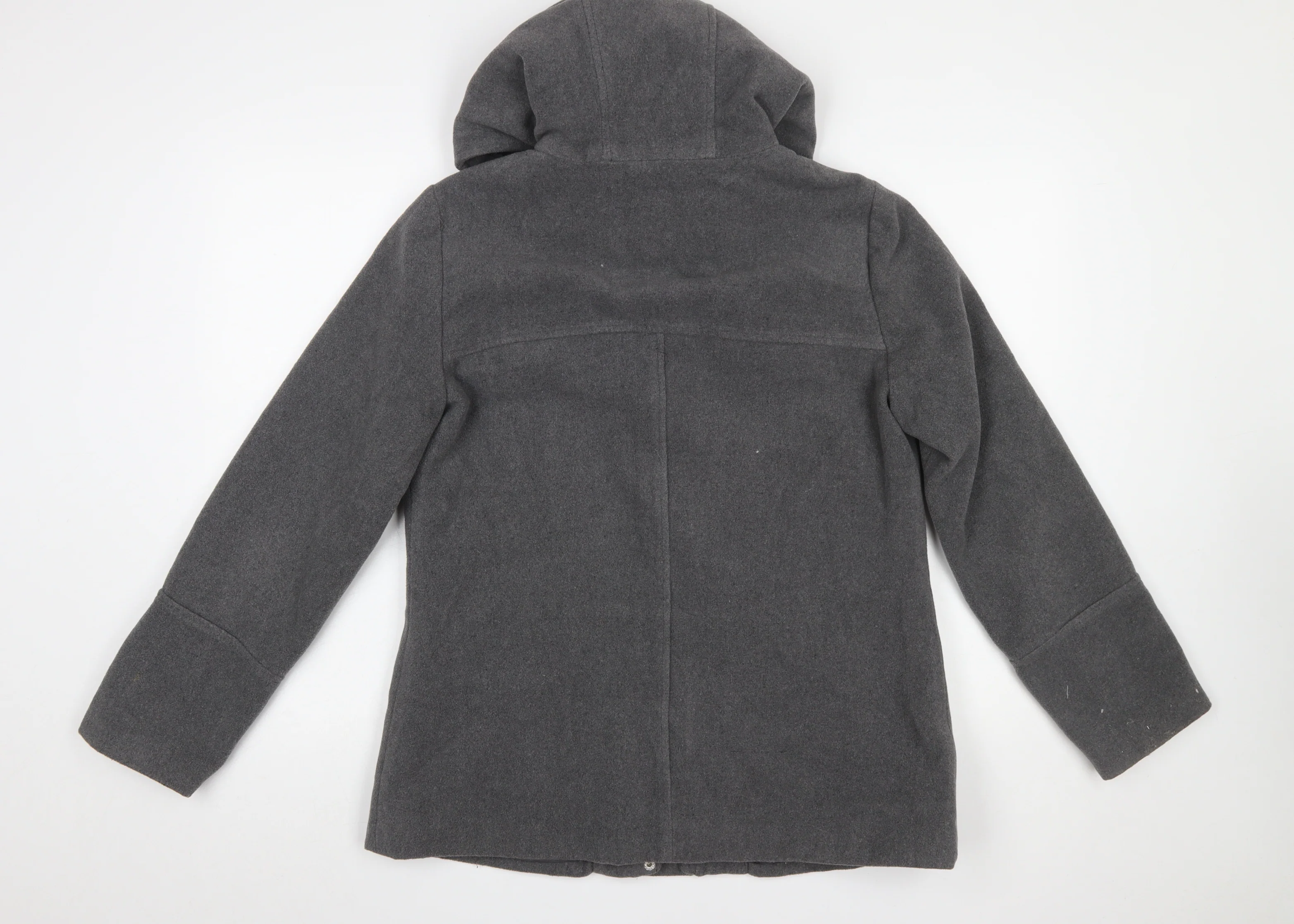Atmosphere Women Grey Hooded Wool Blend Parka Coat Size 12 - Image 3