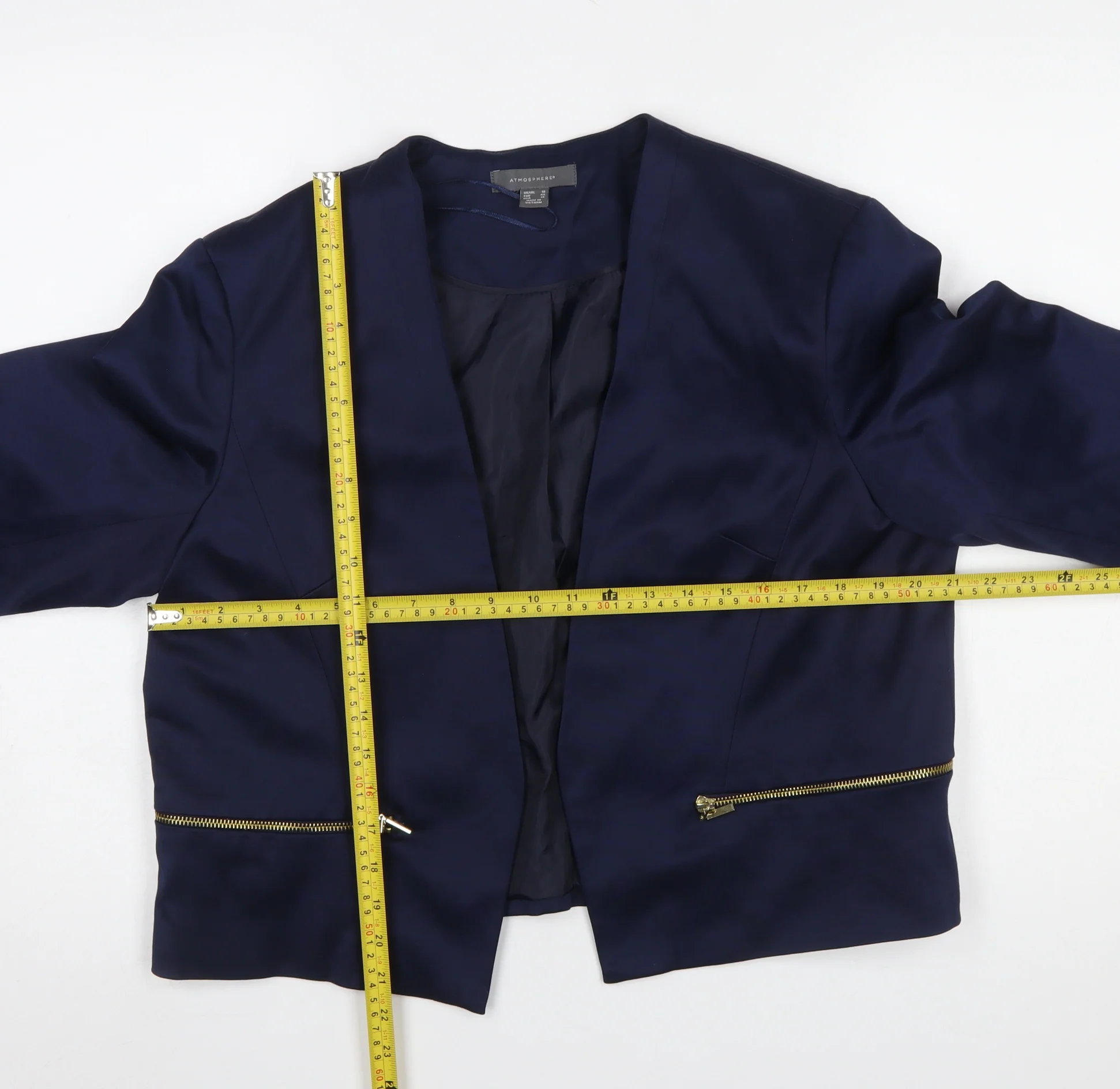 Atmosphere Women's Blue Cropped Shawl Blazer Size 18 - Image 2