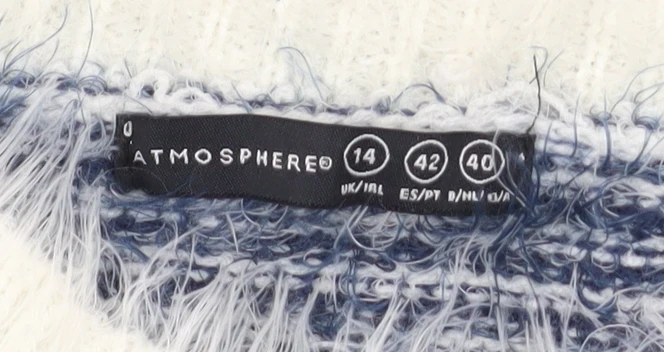 Atmosphere Womens Blue Striped Crew Neck 3/4 Sleeve Jumper Size 14 - Image 4