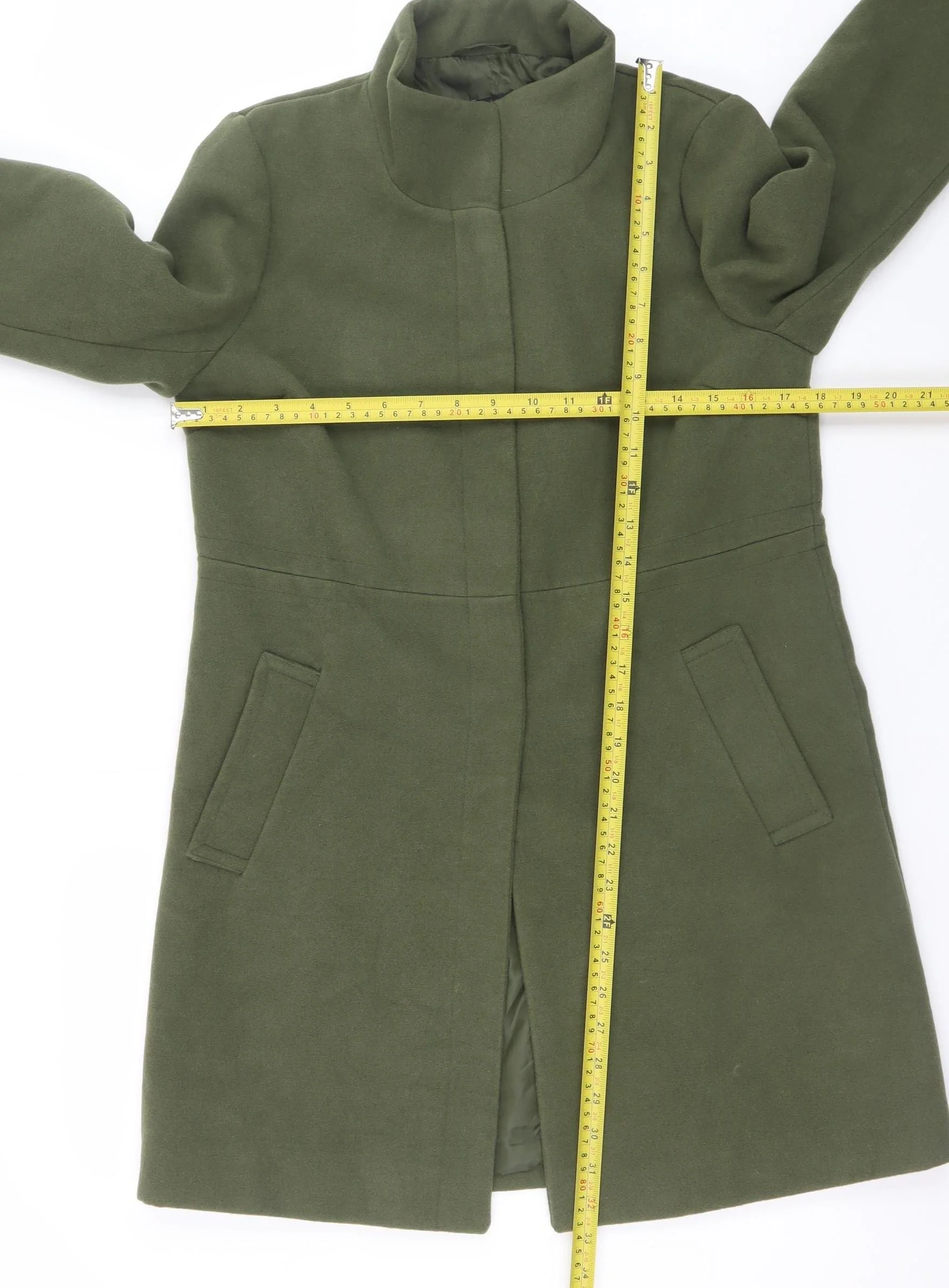 Atmosphere Women's Green Size 8 Mid-Length Overcoat - Image 2