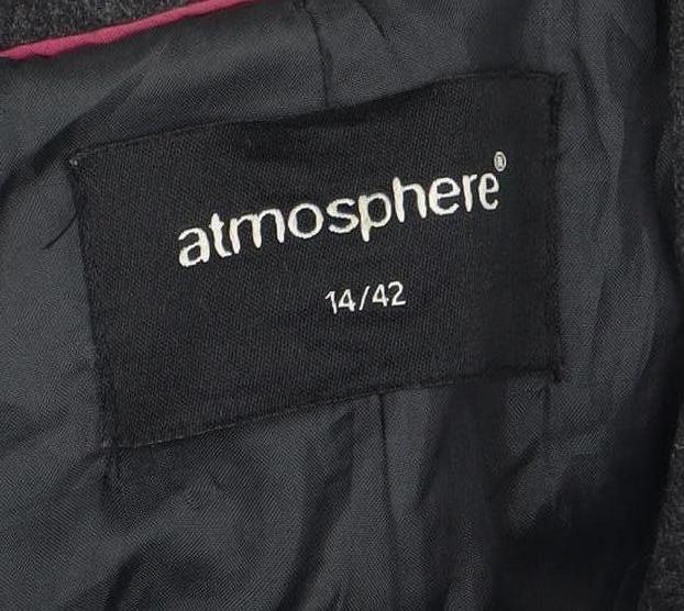 Atmosphere Womens Grey Wool Blend Belted Trench Coat Size 14 - Image 4