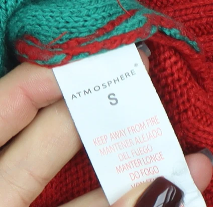 Atmosphere Women's Red Sequin Christmas Jumper Size S - Image 4