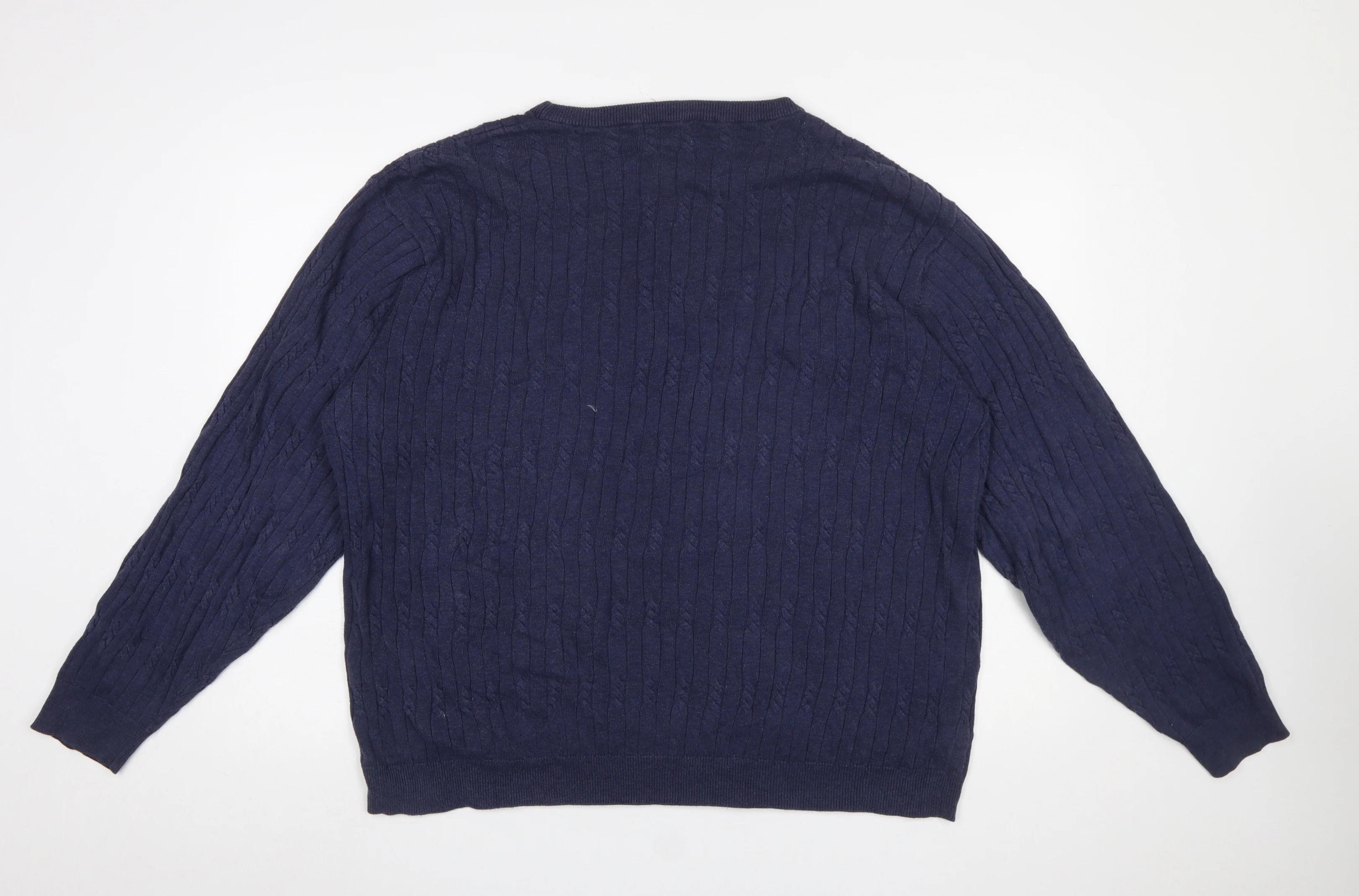 Austin Reed Men's Blue Cable-Knit Cotton Jumper XL - Image 3