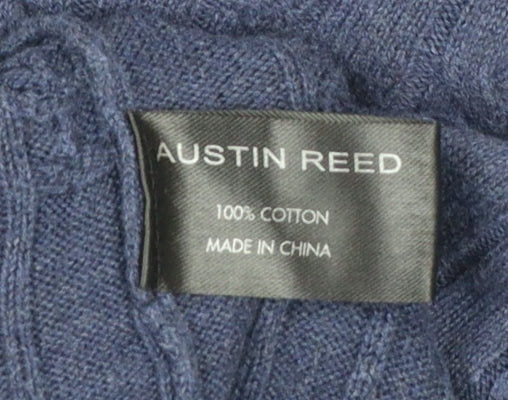 Austin Reed Men's Blue Cable-Knit Cotton Jumper XL - Image 5