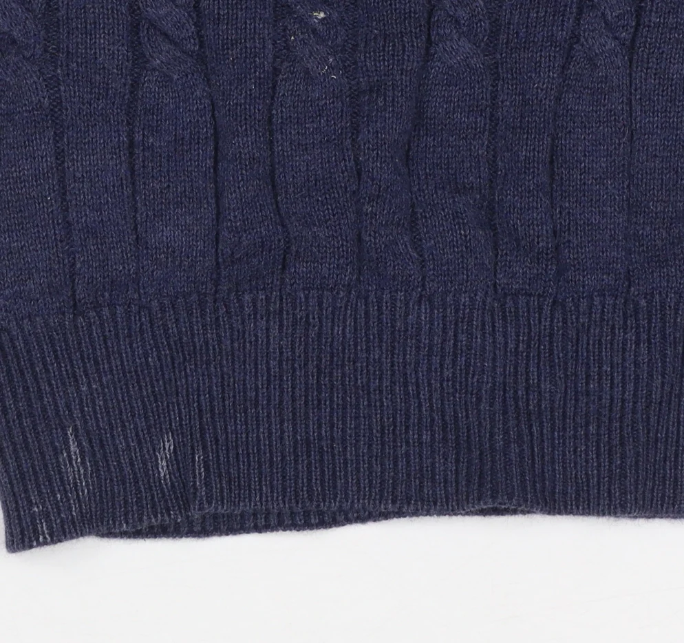 Austin Reed Men's Blue Cable-Knit Cotton Jumper XL - Image 6