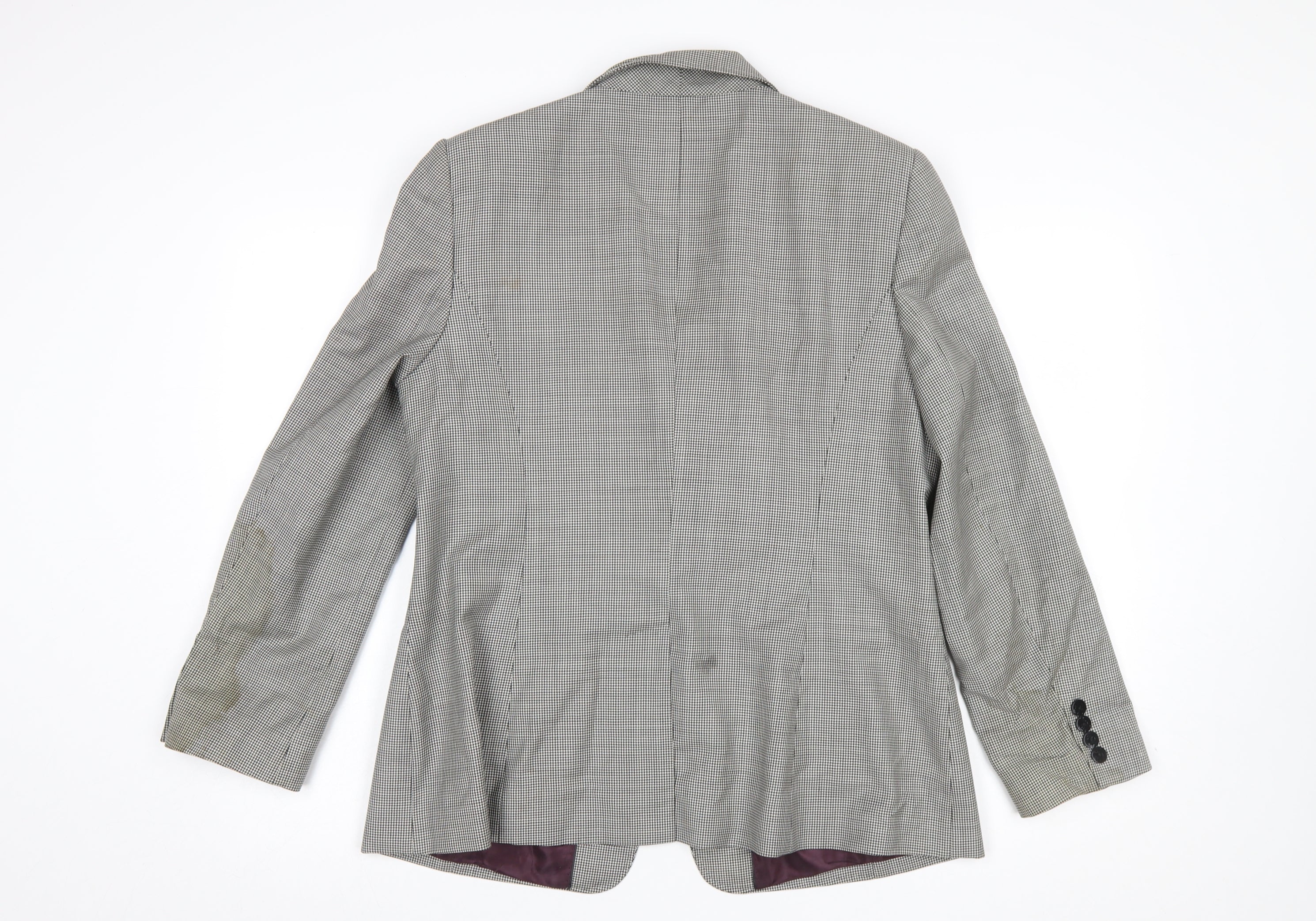 Austin Reed Women's Grey Wool Houndstooth Blazer Jacket Size 16 Classic Fit - Image 3