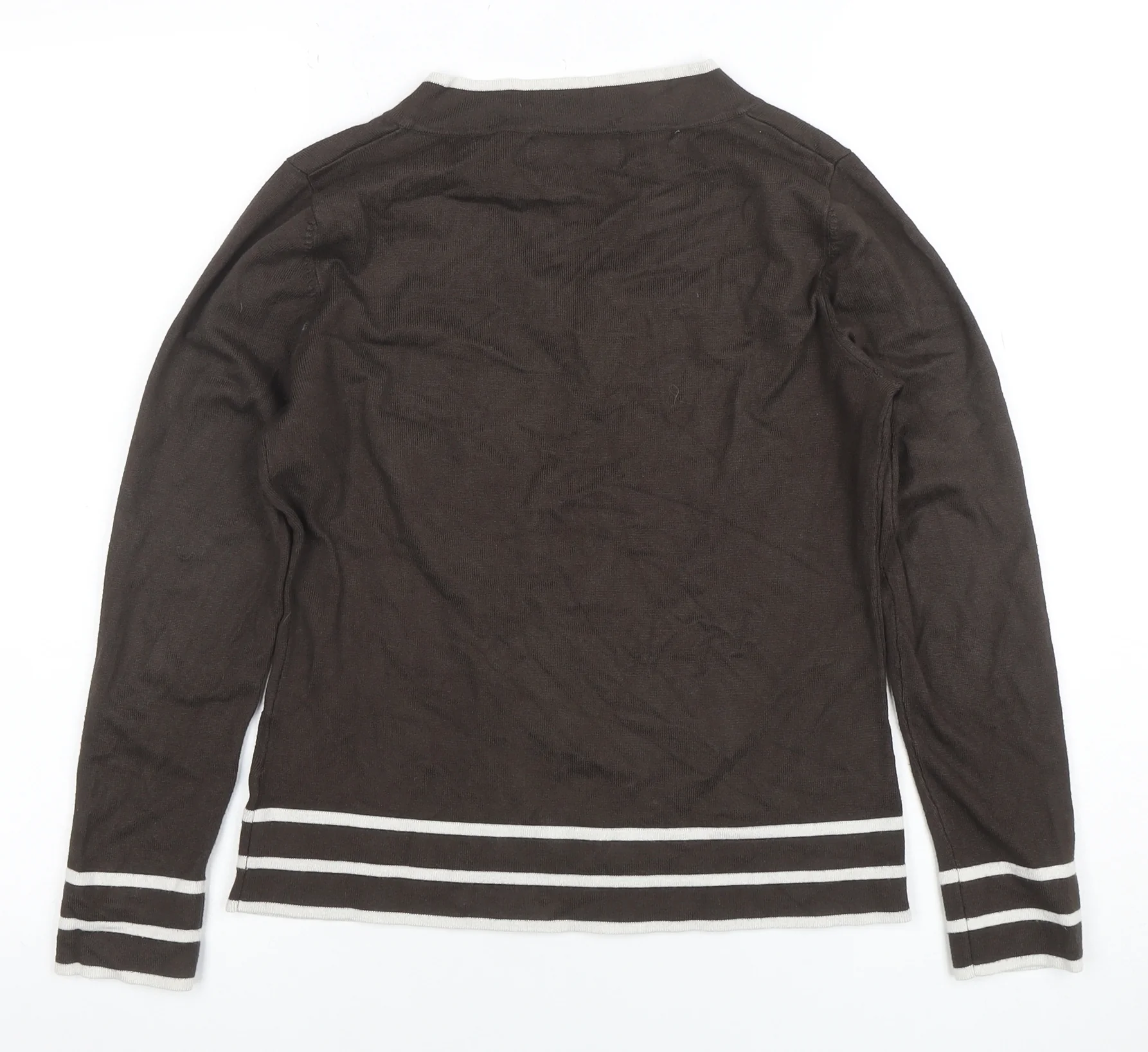 Autonomy Women Brown Long Sleeve V-Neck Button Knit Top Size 12 - Image 3