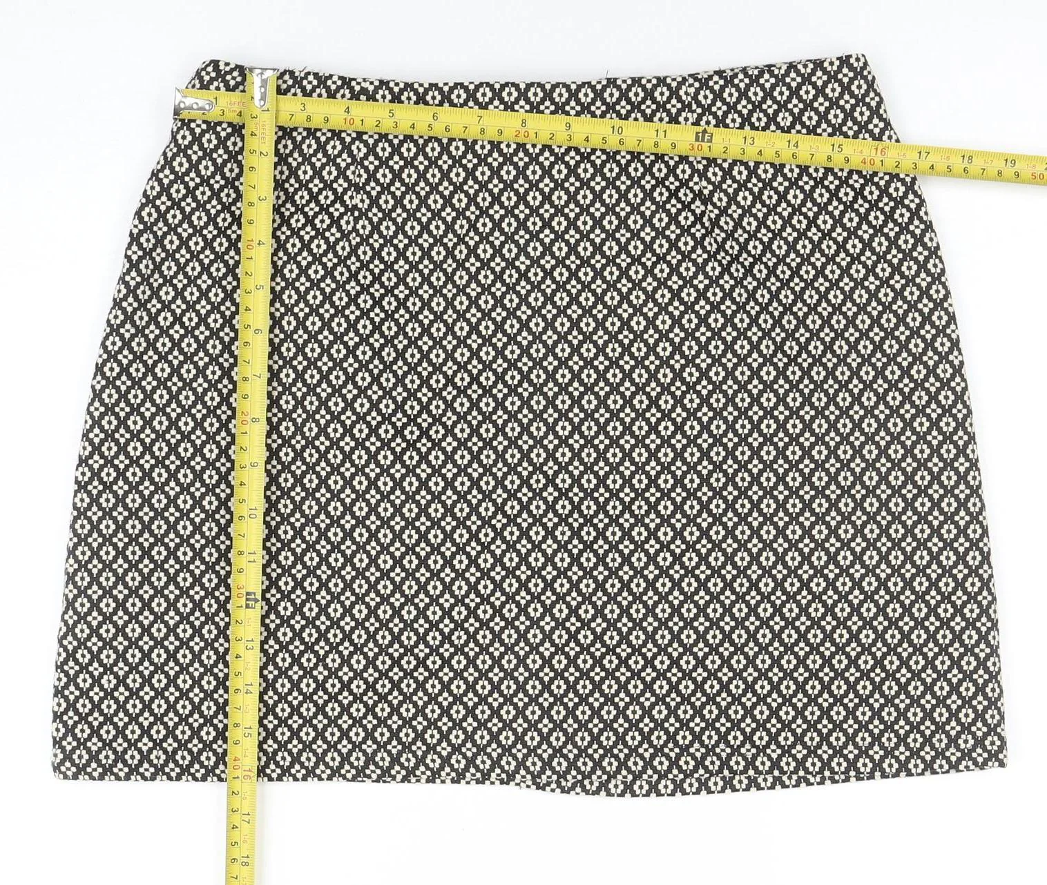 Avenue Women Black Geometric Tweed Short Skirt Size 12 - Image 2