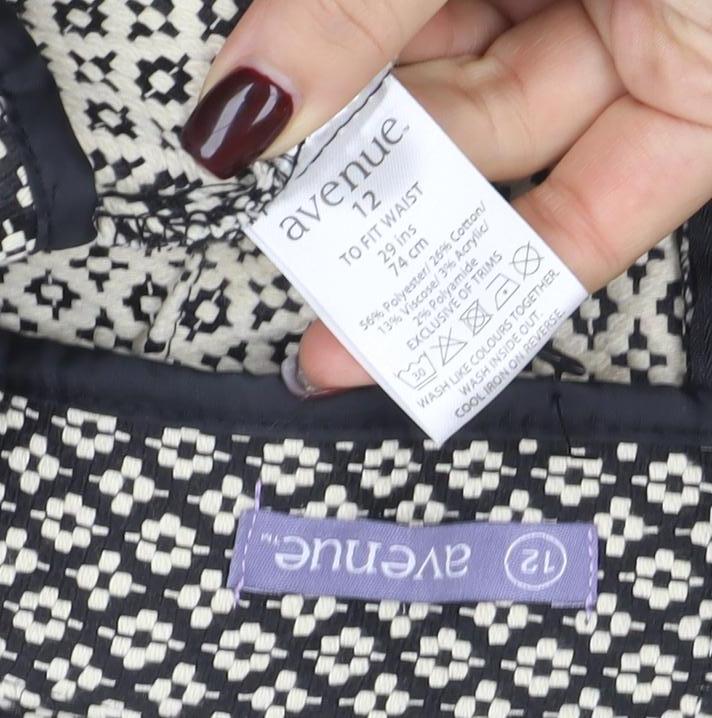 Avenue Women Black Geometric Tweed Short Skirt Size 12 - Image 4