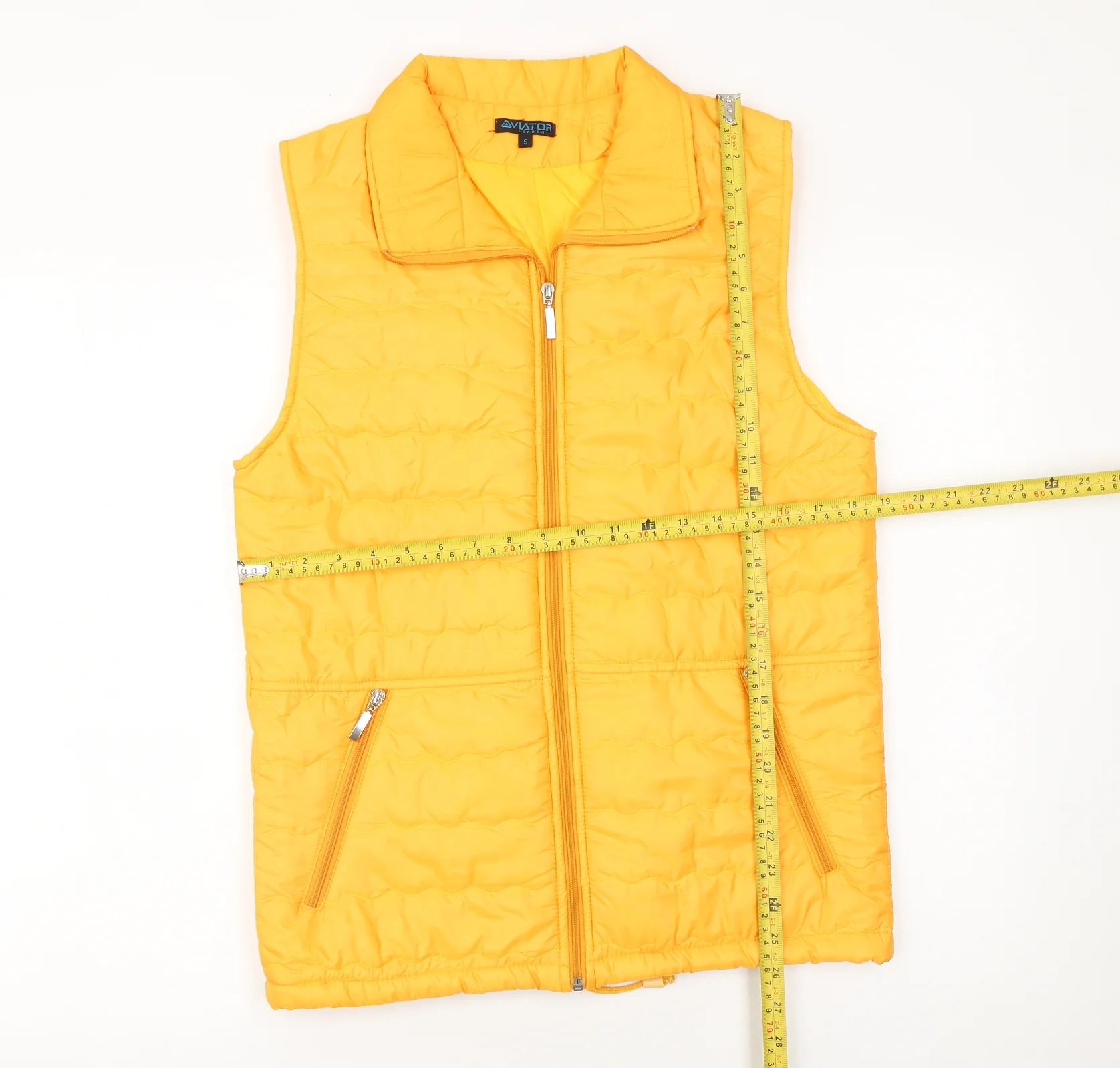 Aviator London Women's Yellow Puffer Waistcoat Size S Lightweight - Image 2