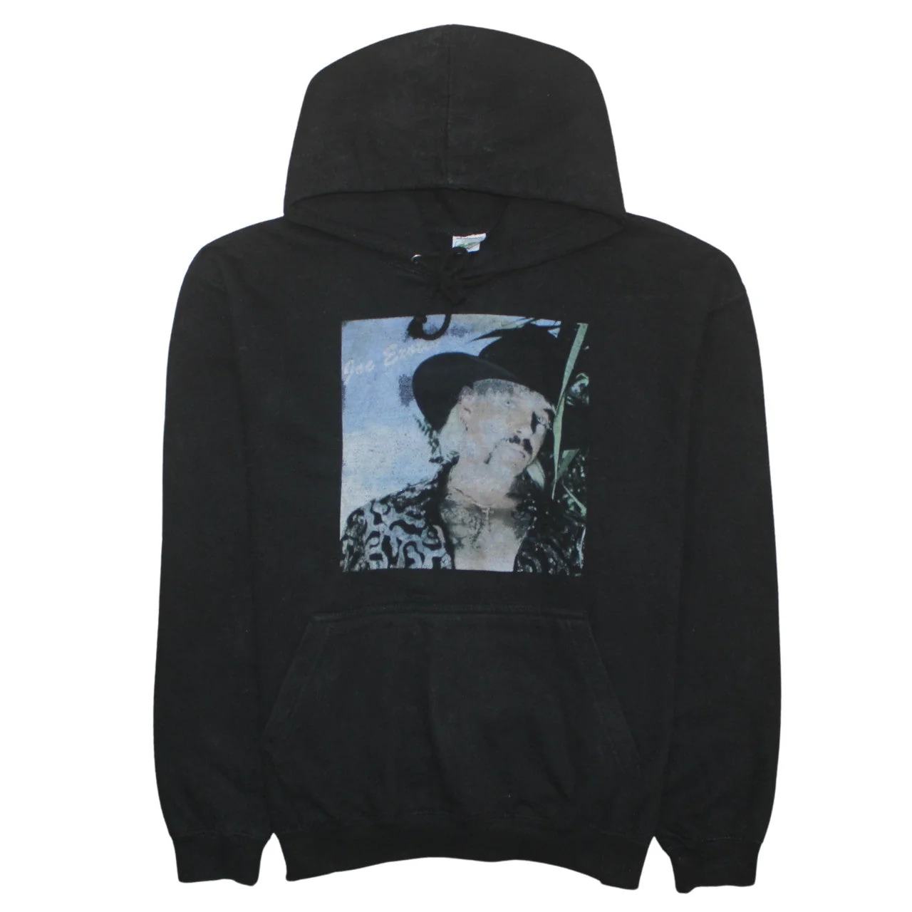 AWDis Mens Black Pullover Hoodie L Graphic Print Hooded Sweatshirt