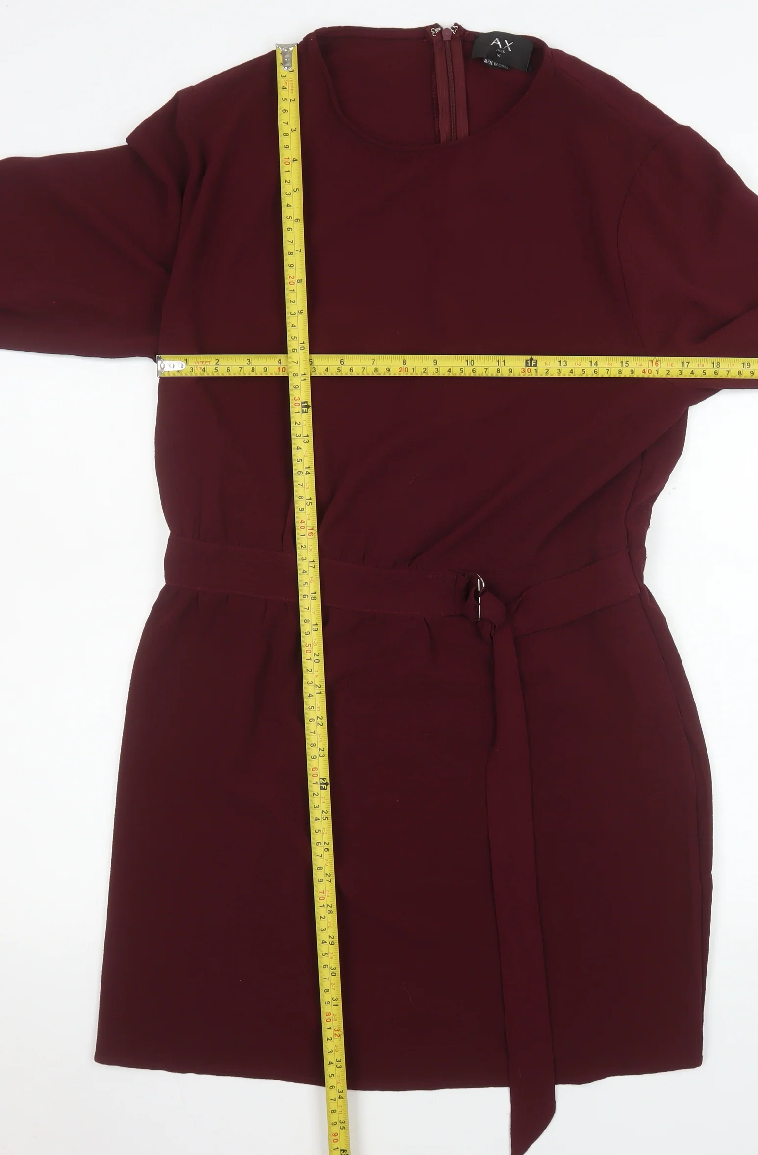 AX Paris Women Red Size 14 Shift Mini Dress Long Sleeve Belted - Image 2