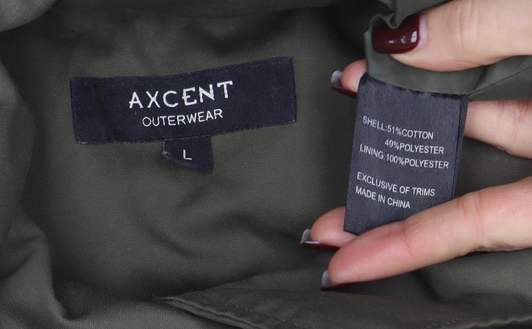 Axcent Women’s Green Parka Coat L Long Sleeve Zip Jacket - Image 4