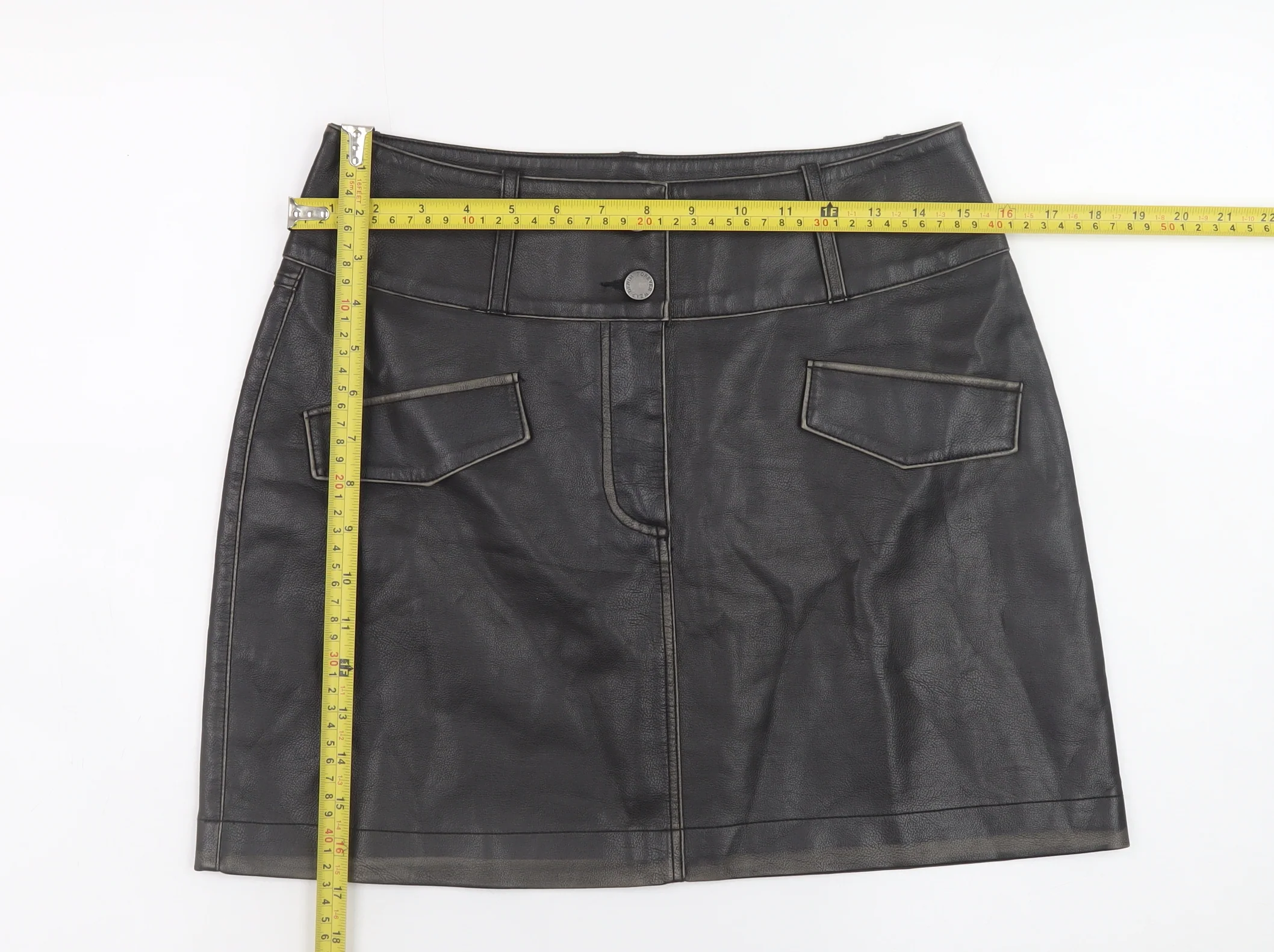 b.young Women’s Black Faux Leather Mini Skirt Size 8 High Waist - Image 2