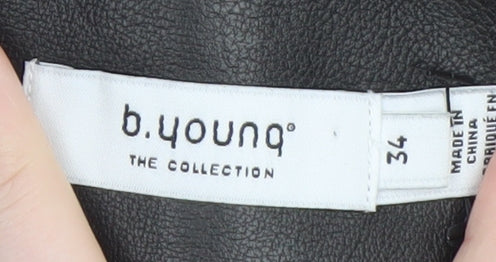 b.young Women’s Black Faux Leather Mini Skirt Size 8 High Waist - Image 4
