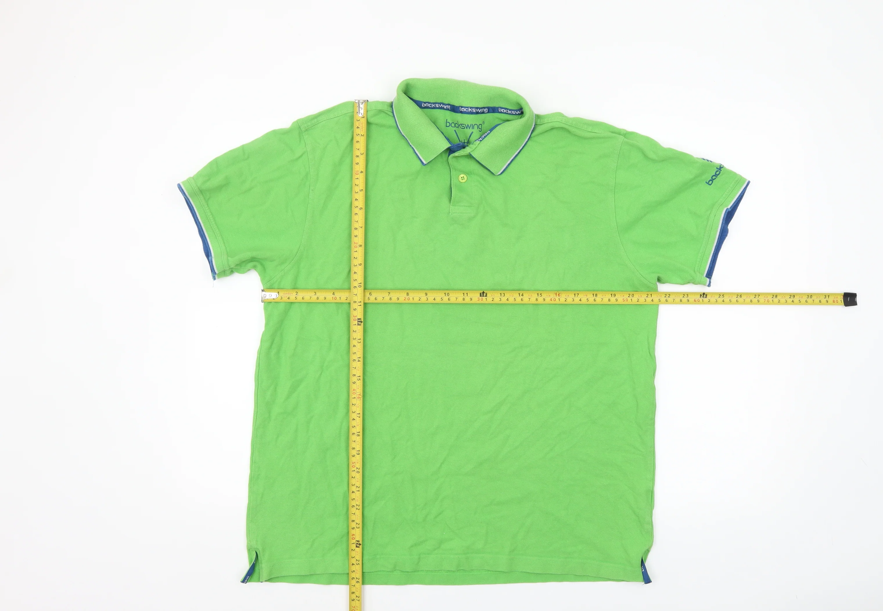 Backswing Men's Green Cotton Polo Shirt L Short Sleeve Golf Style - Image 2