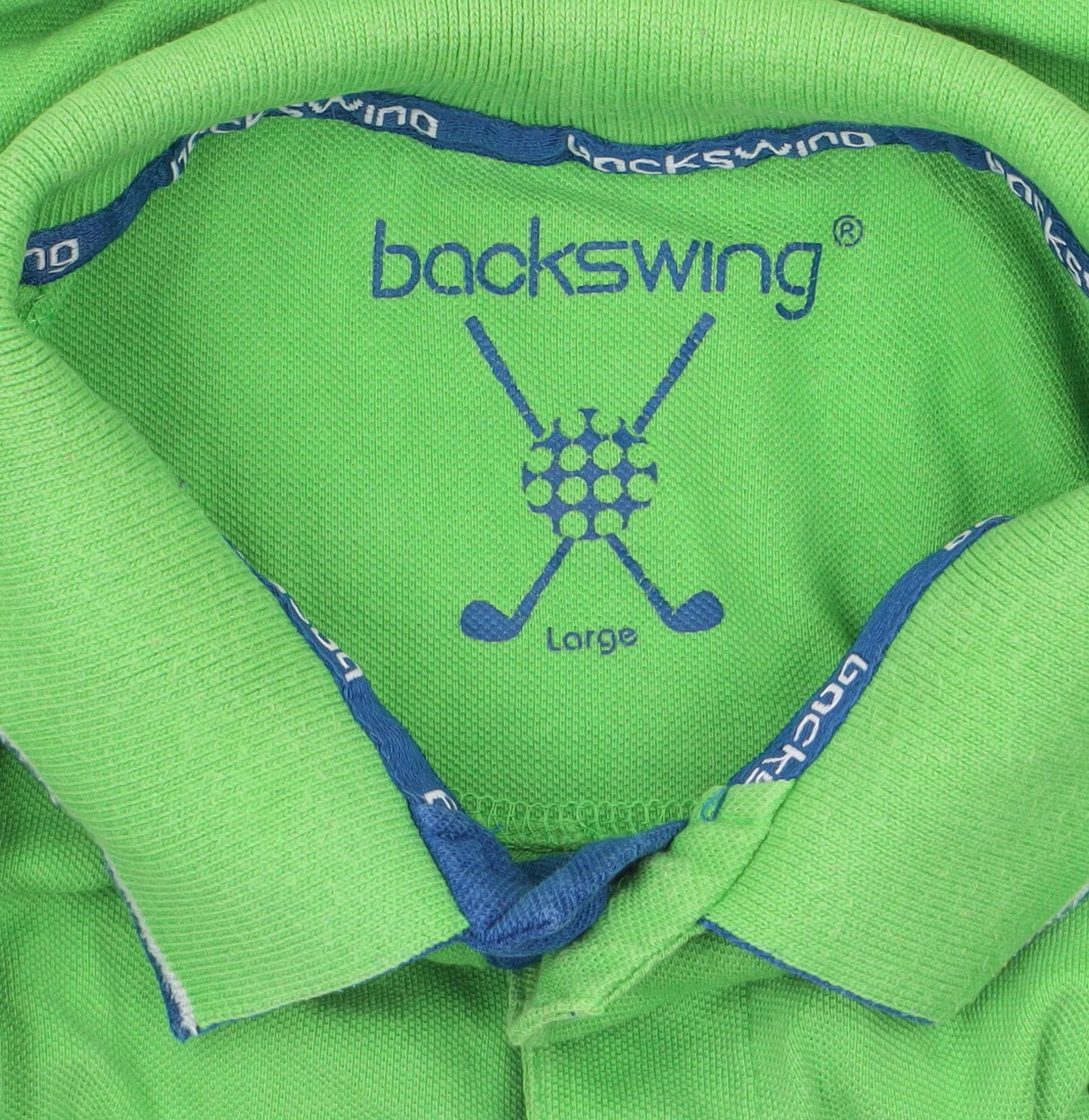 Backswing Men's Green Cotton Polo Shirt L Short Sleeve Golf Style - Image 5