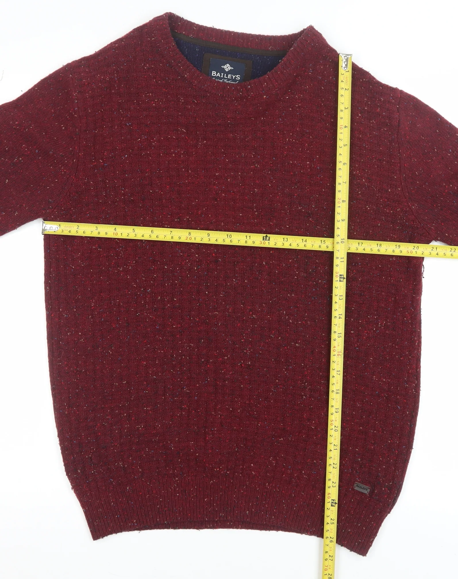 Baileys Men's Red Wool Blend Crew Neck Pullover Jumper Size L - Image 2