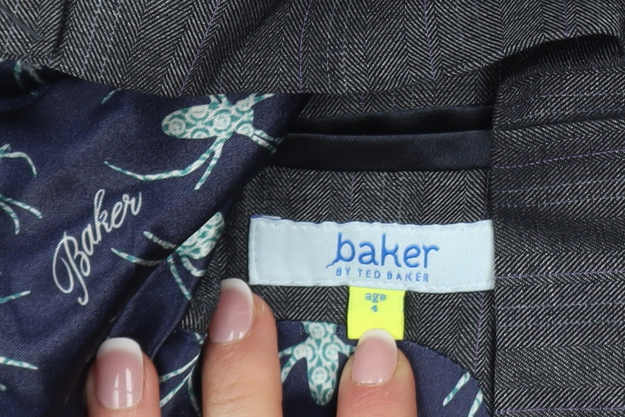 Baker by Ted Baker Boys Grey Shawl Lapel Blazer Age 4 Formal Jacket - Image 4