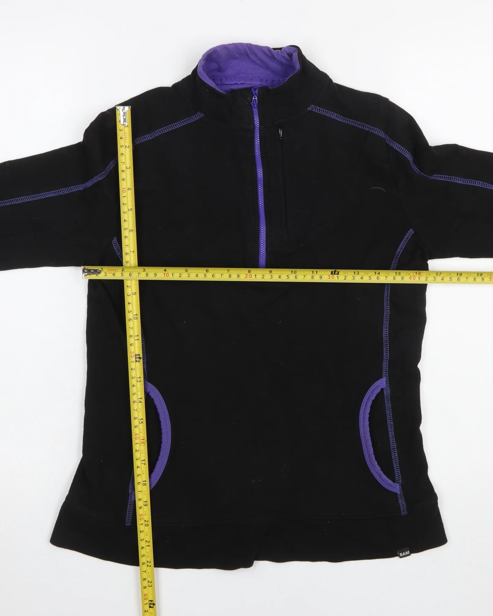 BAM Women's Black Purple 1/2 Zip Sweatshirt Size 8 Organic Cotton Blend - Image 2