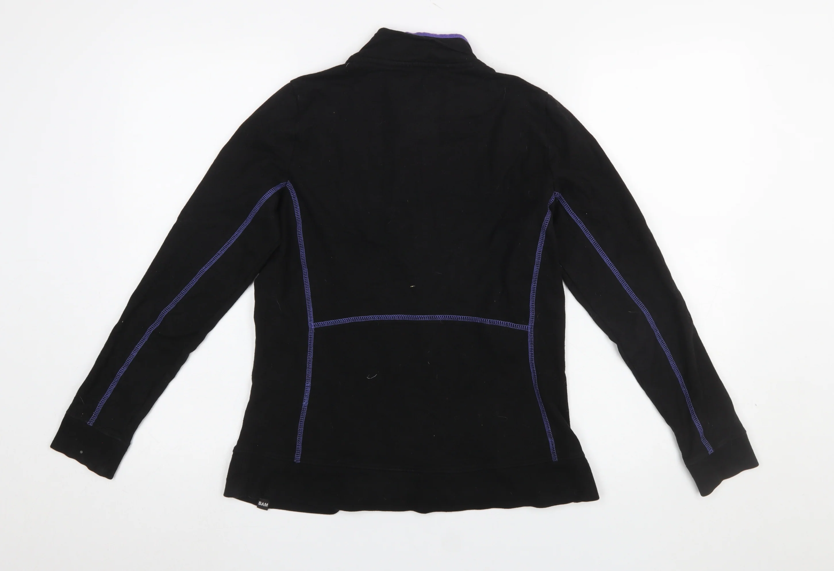 BAM Women's Black Purple 1/2 Zip Sweatshirt Size 8 Organic Cotton Blend - Image 3