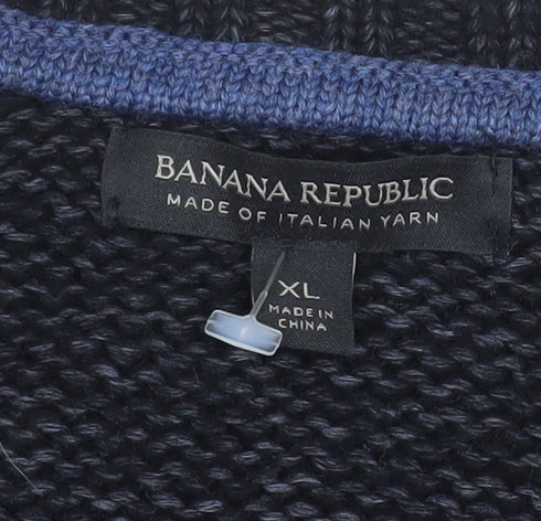 Banana Republic Men's Black XL Cable-Knit Cotton Wool Jumper - Image 4