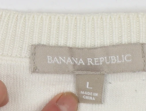 Banana Republic Women Ivory Full Zip Knit Jumper L - Image 4