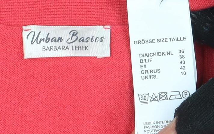 Barbara Lebek Women's Pink V-Neck Button Knit Cardigan Size 14 - Image 4