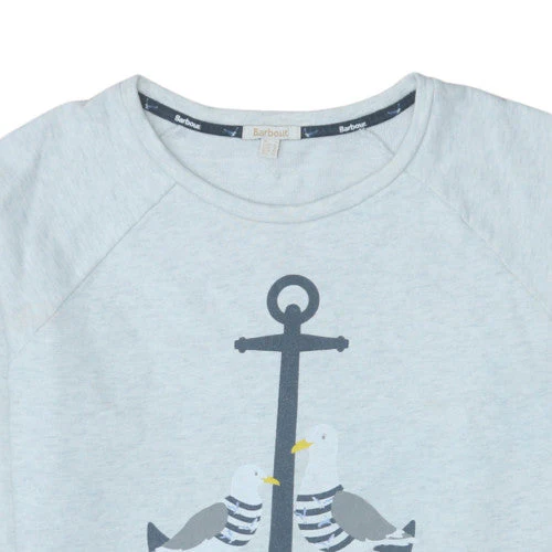 Barbour Women's Light Grey Anchor Print Cotton Sweatshirt UK 14 - Image 8