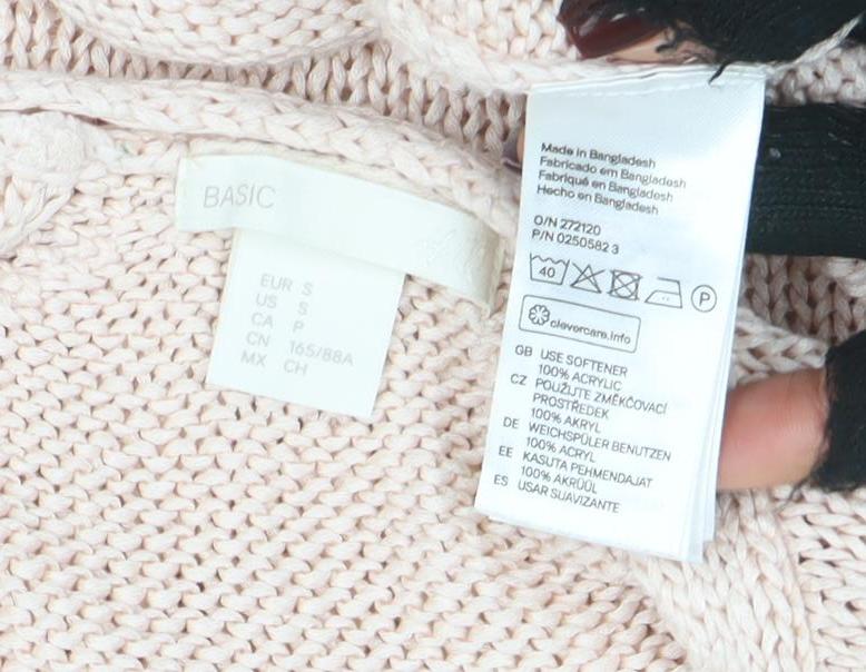 BASIC Women’s Beige Cotton V-Neck Knit Jumper Size S - Image 4