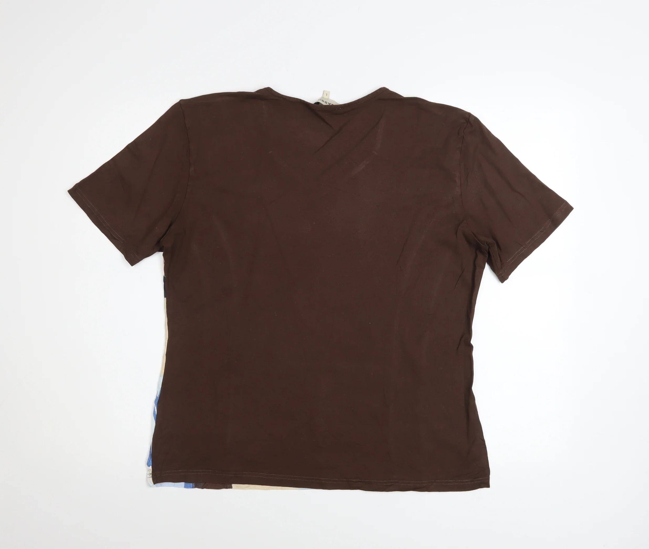 Bassini Women Brown Floral Viscose Stretch T-Shirt Size L - Image 3