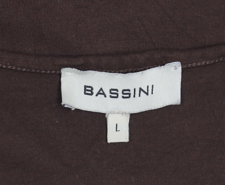 Bassini Women Brown Floral Viscose Stretch T-Shirt Size L - Image 4