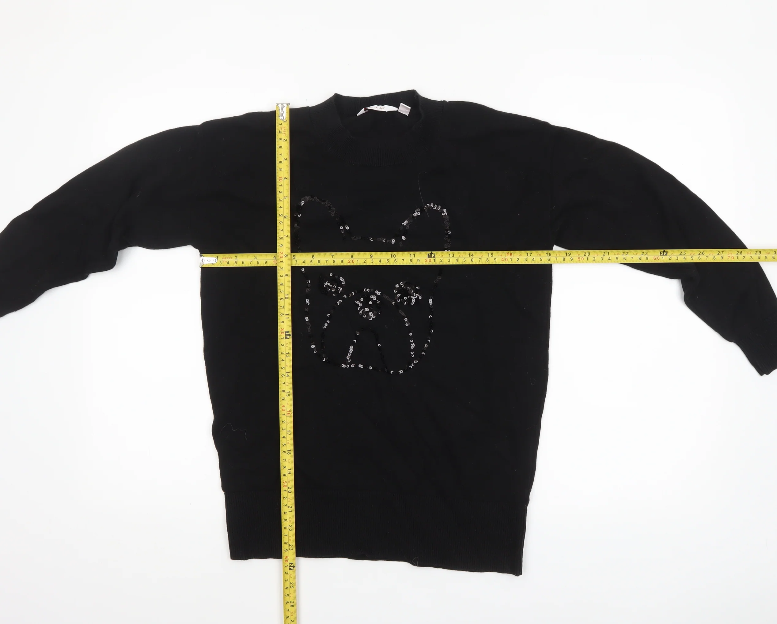 Bau de Fiori Women’s Black Sequin Dog Cotton Viscose Jumper Size S - Image 2