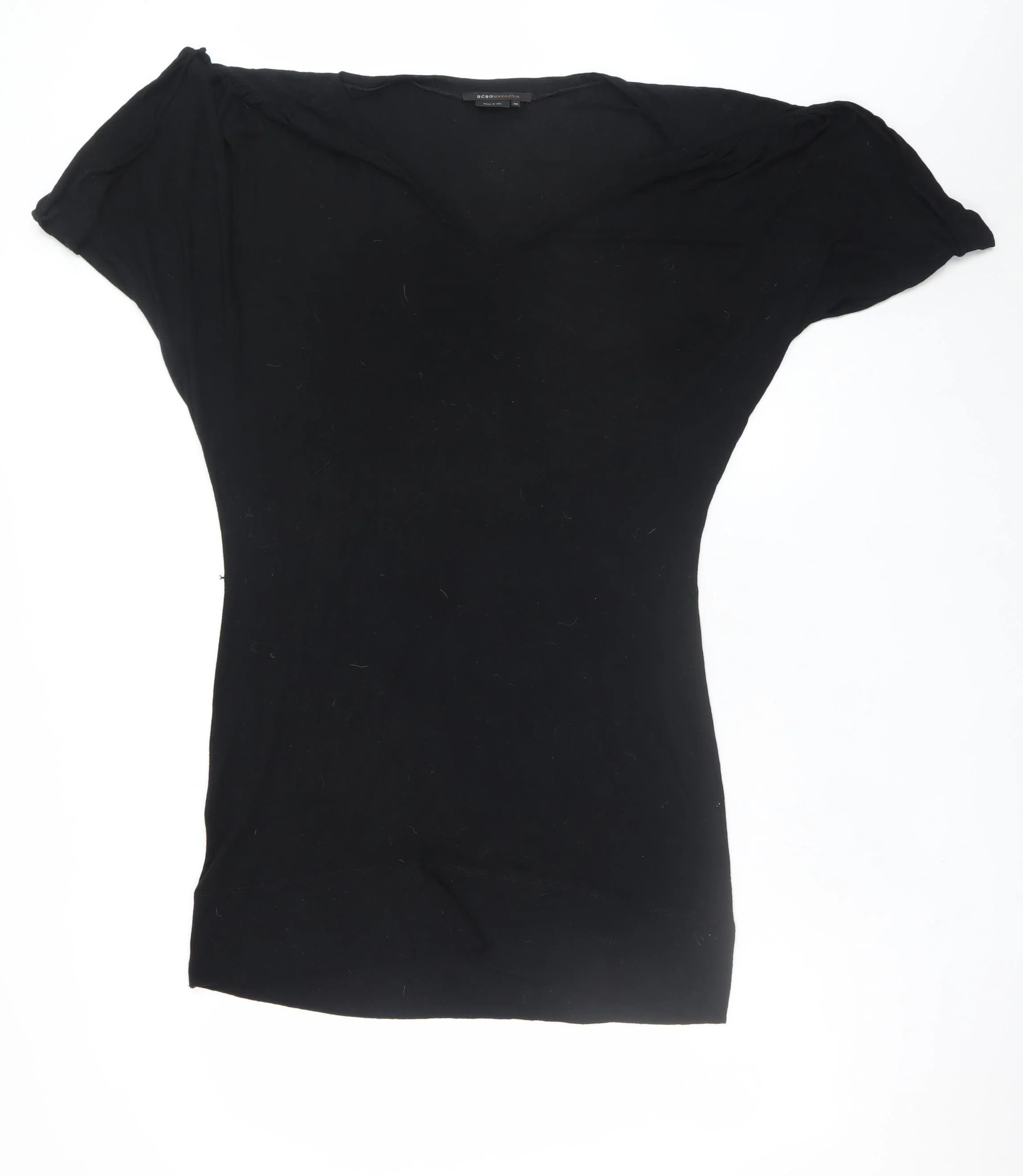 BCBGMAXAZRIA Women's Black XS Bodycon Short Sleeve Jersey Dress