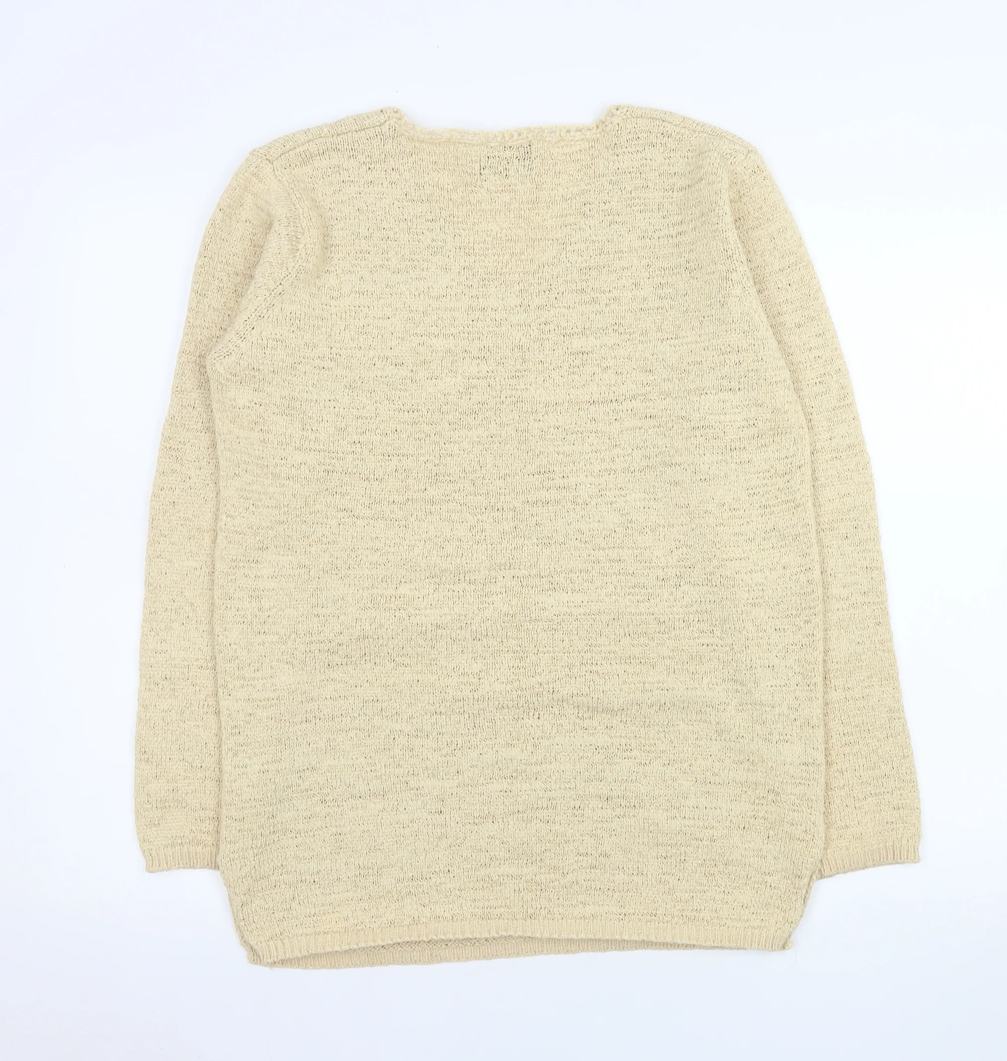 Be Yourself Womens Beige V-Neck Long Sleeve Pullover Jumper Size 14/16 - Image 3