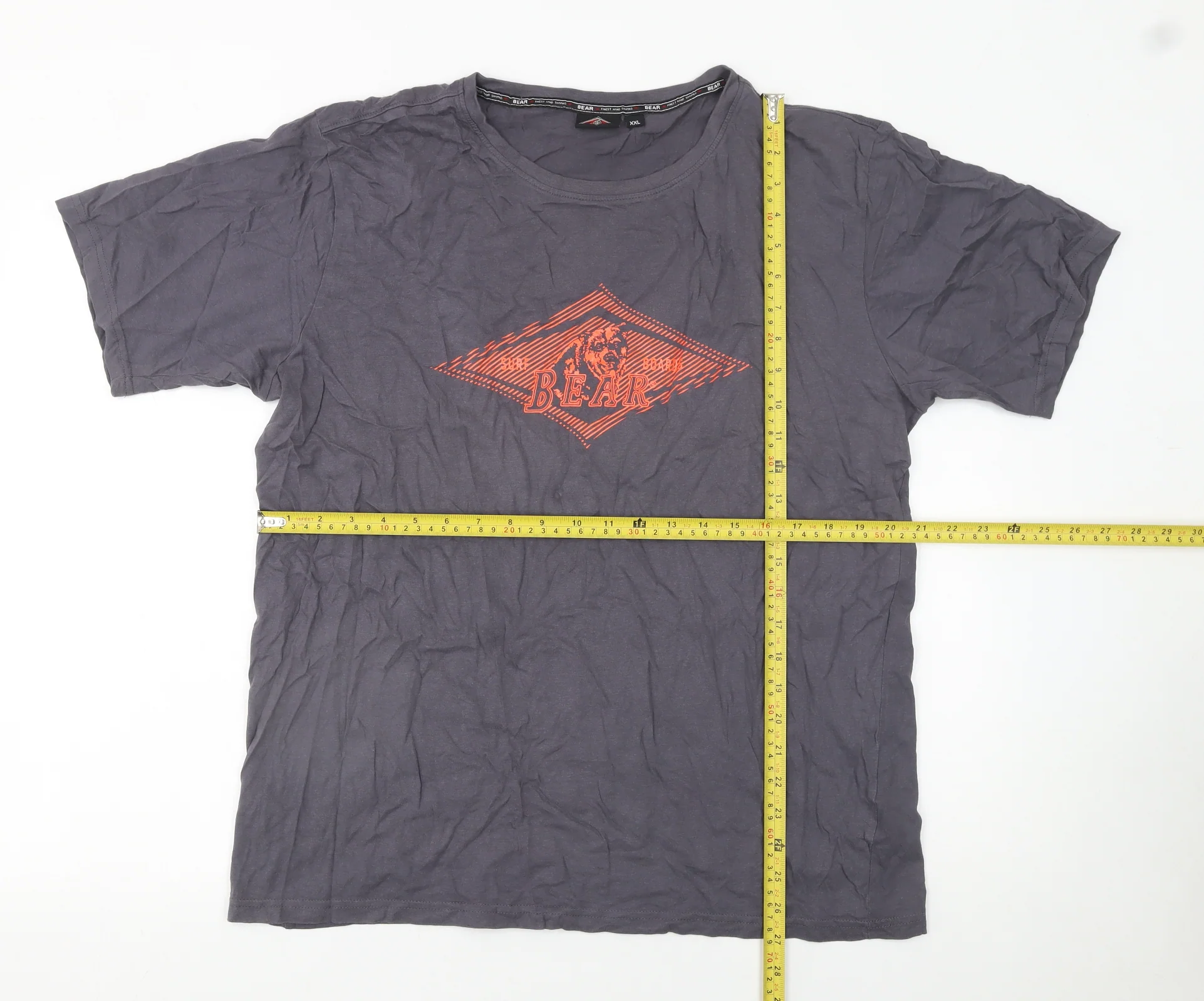 Bear Mens Grey 2XL Graphic Animal Print Cotton T-Shirt - Image 2
